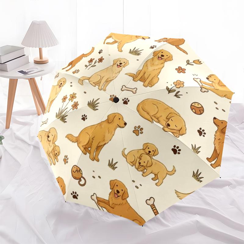 1 PC Automatic Folding Umbrella - Cute Dog Pattern, Portable & Foldable Design with 8 Ribs, Christmas Birthday Gifts