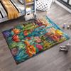 Colorful Stained Glass Style Cactus and Floral Design Carpet Rug Suitable for use as an anti-slip for living room bedroom sofas