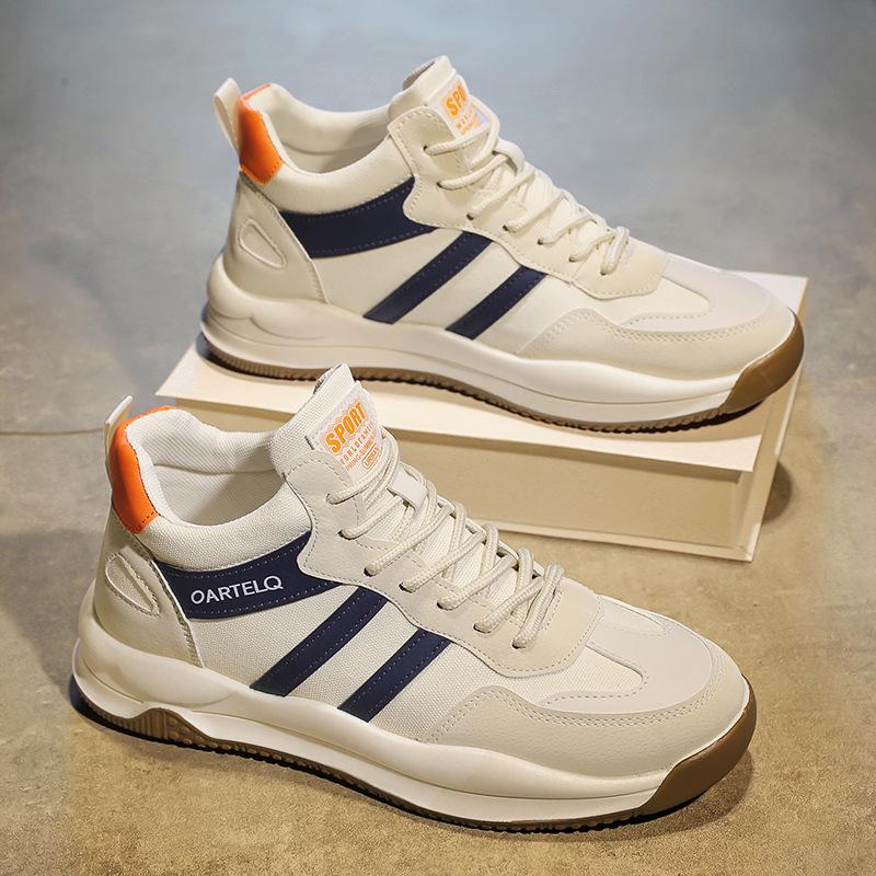 Four Seasons Men's Lace-up Mid-cut Running Shoes - Korean Style Youth Casual Sports Sneakers