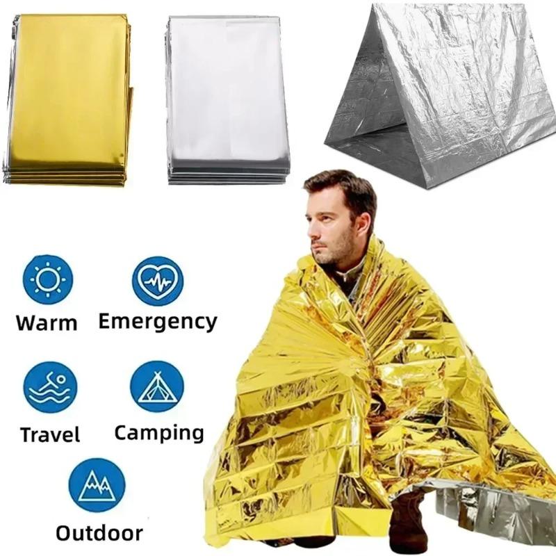 Notfall Thermoponcho Decke Leicht Faltbar Wasserabweisend Winddicht Sonnenschutz Wiederverwendbar Erste Hilfe Campingmatte Unterlage Überzug