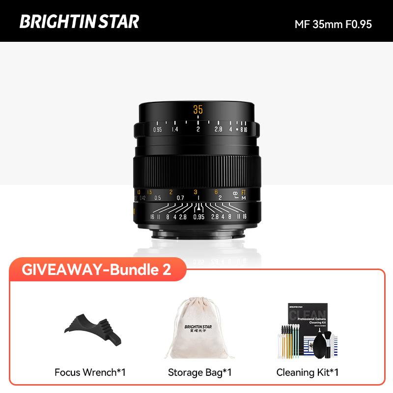 

Brightin Star 35mm F0.95 APS-C Large Aperture Manual Focus Mirrorless Camera Lens Fit for Fuji X Sony E NikonZ Canon EOS-M Canon EF-M