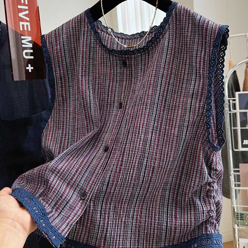 Vest for Women Summer Lace Sleeveless Tops Vest Oversize Casual Sleeveless Coat Buttons Camisole Vest