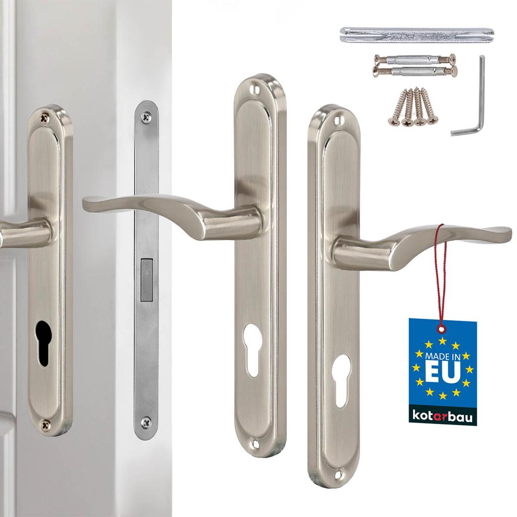 Door Handle Long Plate for Cylinder Insert Classic Satin 72