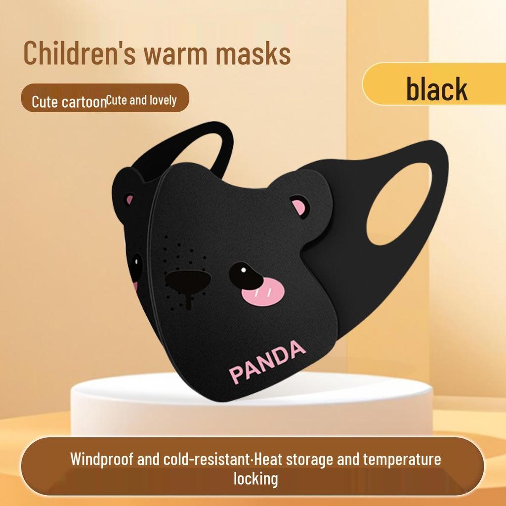 3D Cartoon Bear Children's Warm & Breathable Mask for Autumn/Winter - Windproof & Cold Protection