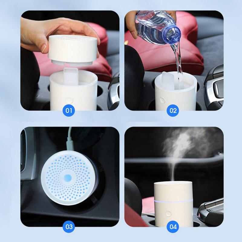 Mini Car Humidifier 80ml 7 Colors LED Ambient Light Ultrasonic USB Electric Aromatherapy Essential Oil Diffuser