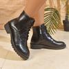 Women's Round Toe Heel Booties with Mid Block Heel for Fall and Winter