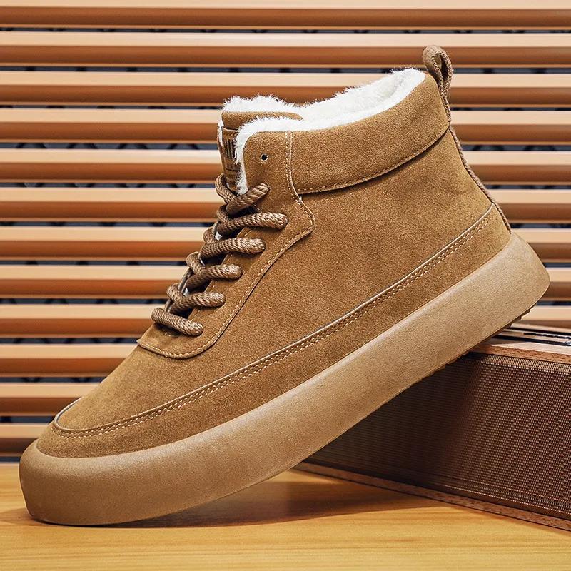 New Winter Plush Thick Men's Snow Boots Fashionable Warm Cotton Shoes Large Men's Casual Shoes