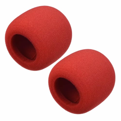 uxcell Foam Microphone Cover, Thick Sponge, 60mm Outer Diameter, Handheld Microphone Windscreen, Wine Red, KTV, Pack of 2