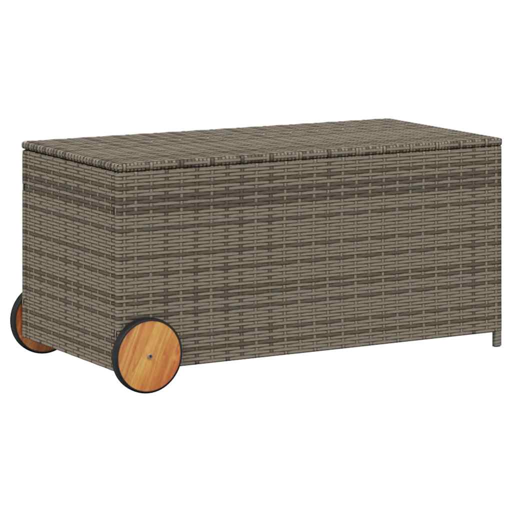 Vidaxl Garden Box with Wheels, Grey, 190 L, Polyrattan