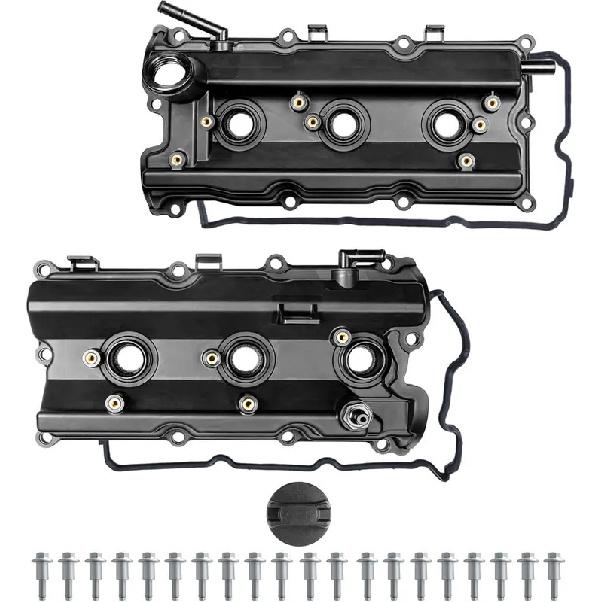 Engine Valve Covers Left + Right 13264-AM610 13264-AM600 Compatible for Nissan 350Z G35 V6 3.5L VQ35DE 2003 2005 2006 (Set of 2)