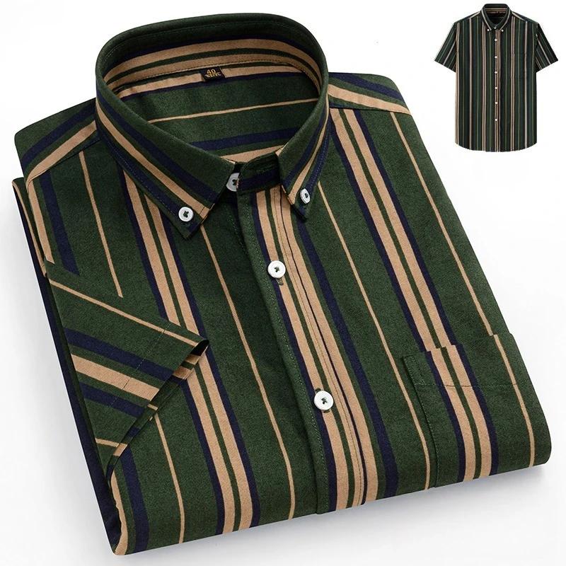 New in shirt plus size 14xl fashion summer 100%cotton oxford plaid short sleeve shirt for man designer office elegant clothes