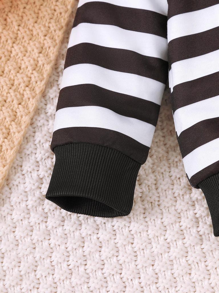 Completo a 2 pezzi per ragazzo in stile coreano con top a righe sul colletto e pantaloni lunghi per Autunno/Inverno