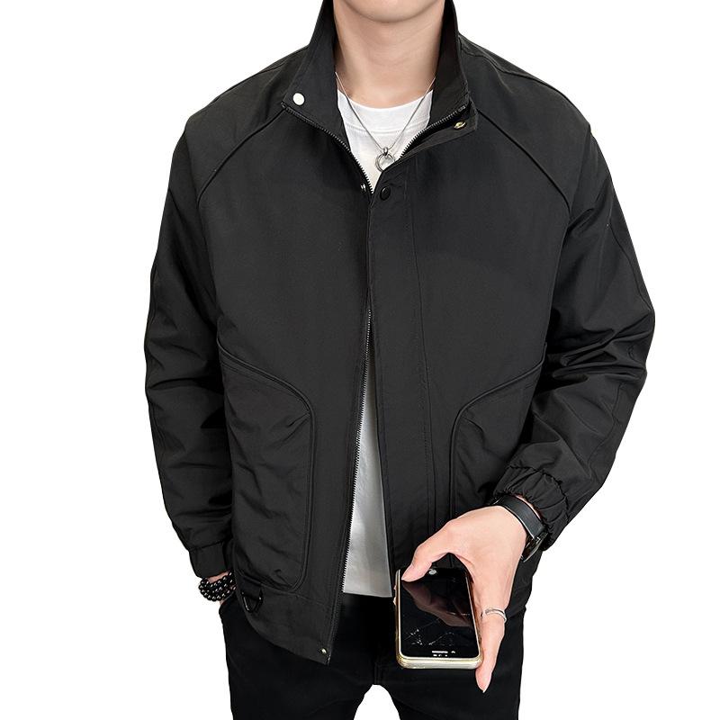 Men'S Jacket Spring And Autumn New Stand-Up Collar Jacket Tooling Top Trendy High-End Flight Jacket