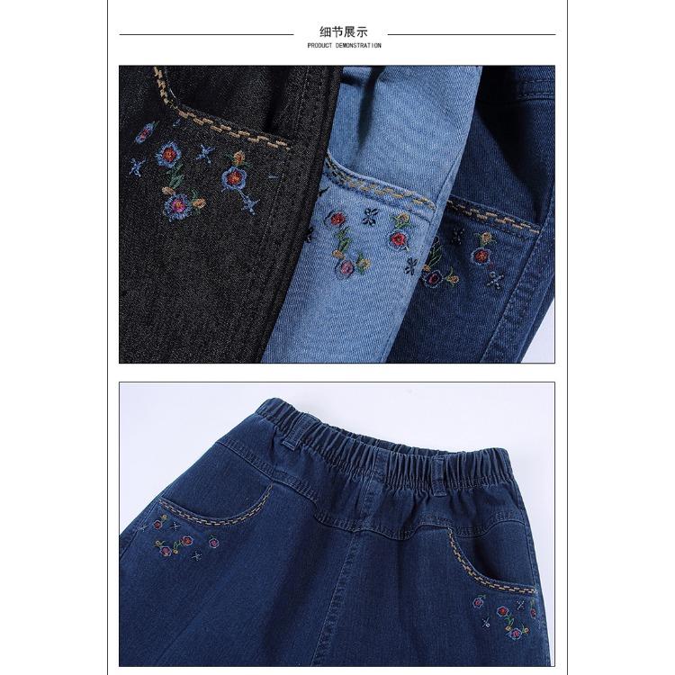 Middle Aged and Elderly High Waist Spring Jeans for Women Straight Leg Pants Middle-aged Women Loose Pants for Spring and Autumn