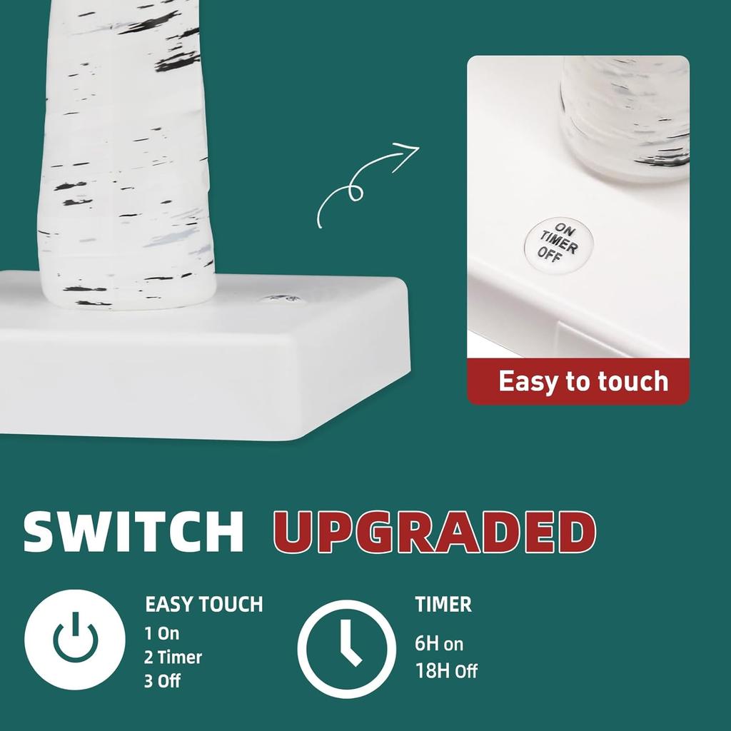 2 Pack Lighted Birch Tree, Battery-Powered LED Christmas Tree with Timer - Tabletop Decor for Home, Office, Bedroom, Wedding