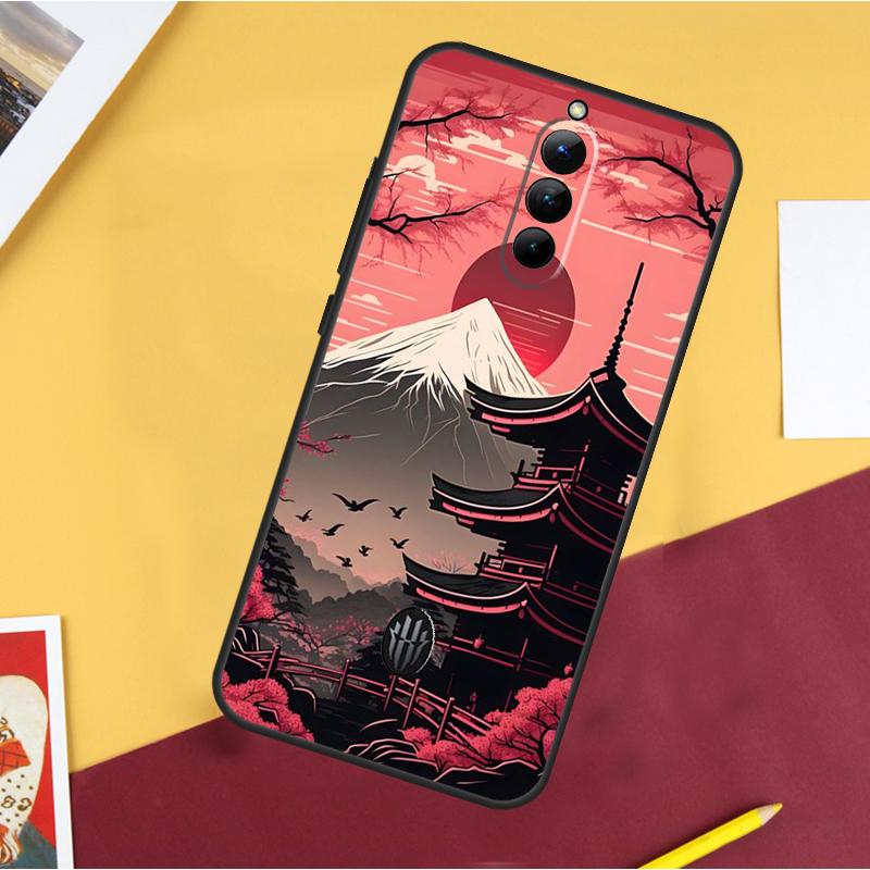Japanese Art Temple Sakura Case For ZTE Nubia Red Magic 10S Pro Plus 8 9 10 Air 8S 9S 11 Pro Plus 6 7 6S 7S Pro Cover