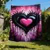1pc Heartbeat Artwork Outdoor Flannel Blanket Soft All Season Polyester Throw , Perfect for Picnics & Travel , Picnic Accessory