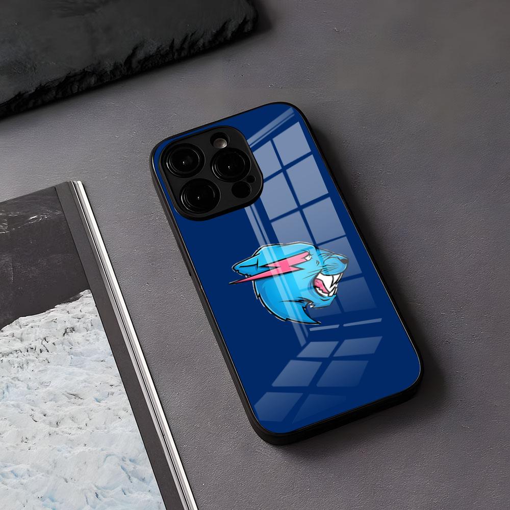 M-Mr Beasts Obal na telefon Pro IPhone 17 Air 16 E Pro Max 15 14 13 Mini 12 Pro 11 Max Plus Černý skleněný kryt