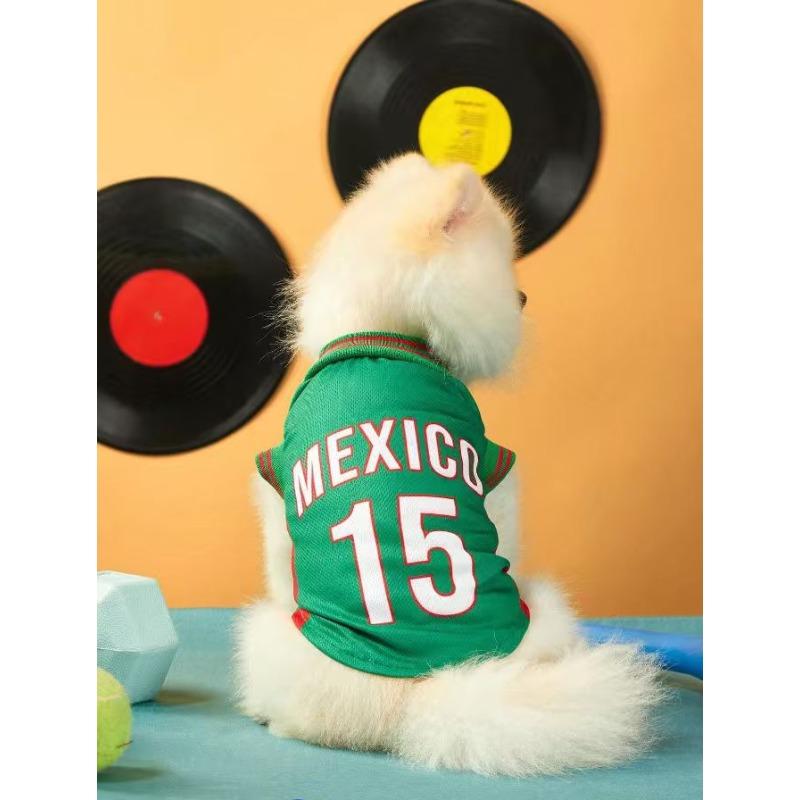

Pet Clothes World Cup Short-sleeved Football Cup Dog Small, Medium and Large Dog Cat Clothes Spring and Summer XS зелёный