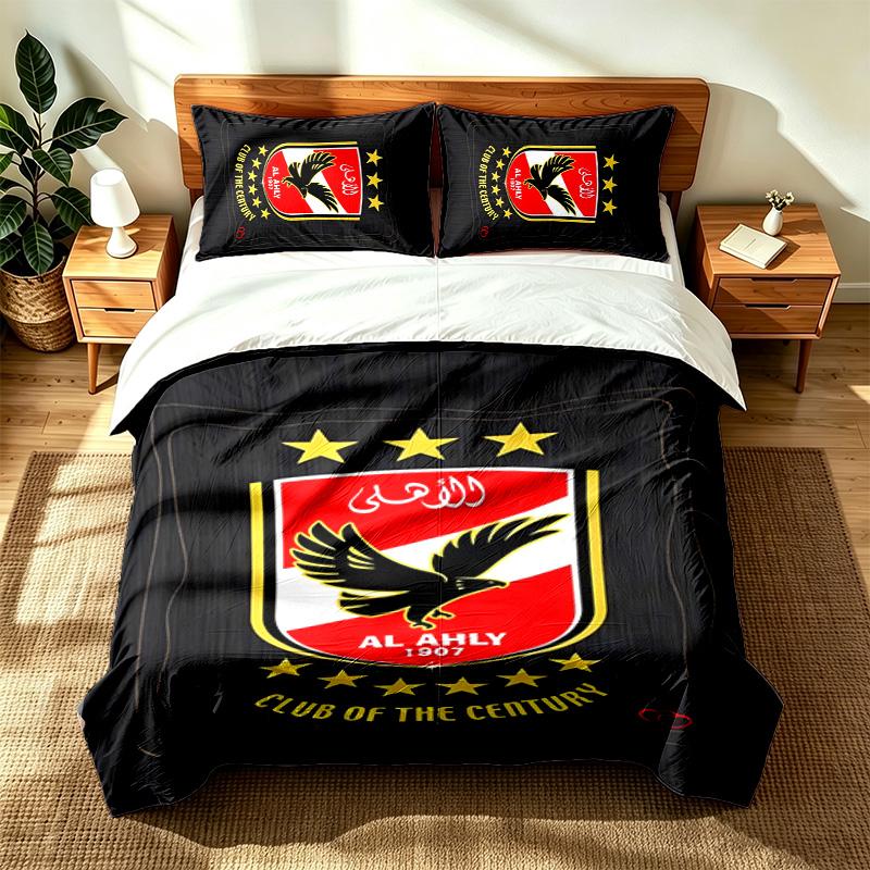 Al ahly (19) 3pc set suitable for master bedrooms soft and comfortable an ideal gift for family and friends Includes one duvet cover and two pillowcas