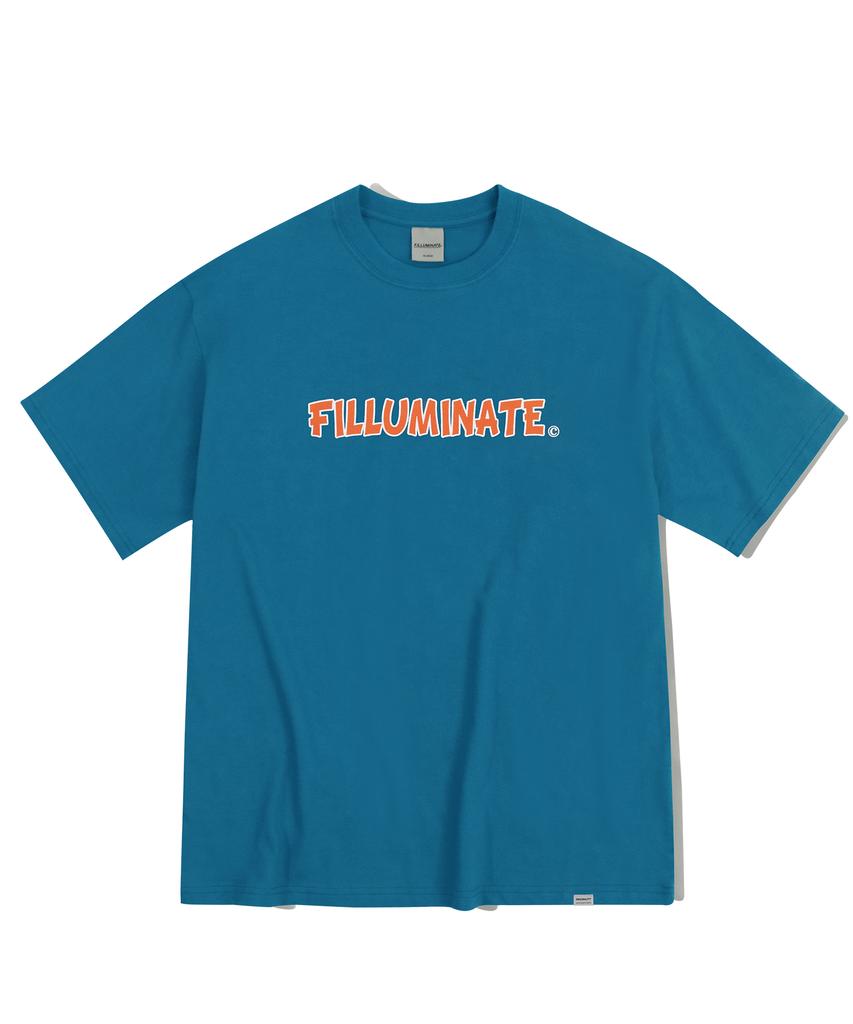 FILLUMINATE Oversized Fuzzy Logo T-Shirt - Blue