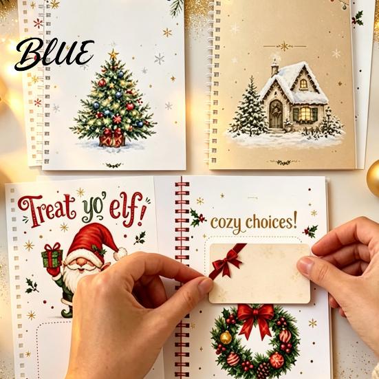 Christmas Themed Card Keeper Gift Book 8x6 Inch Spiral Bound Holiday Keepsake Booklet Retro Holder Merry Greeting Album Organizer for Xmas