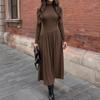 TIFICY Moda Donna Primavera Autunno Tinta Unita Stampa Manica Lunga Mezzo Collo Alto Vita Alta Abiti Casual