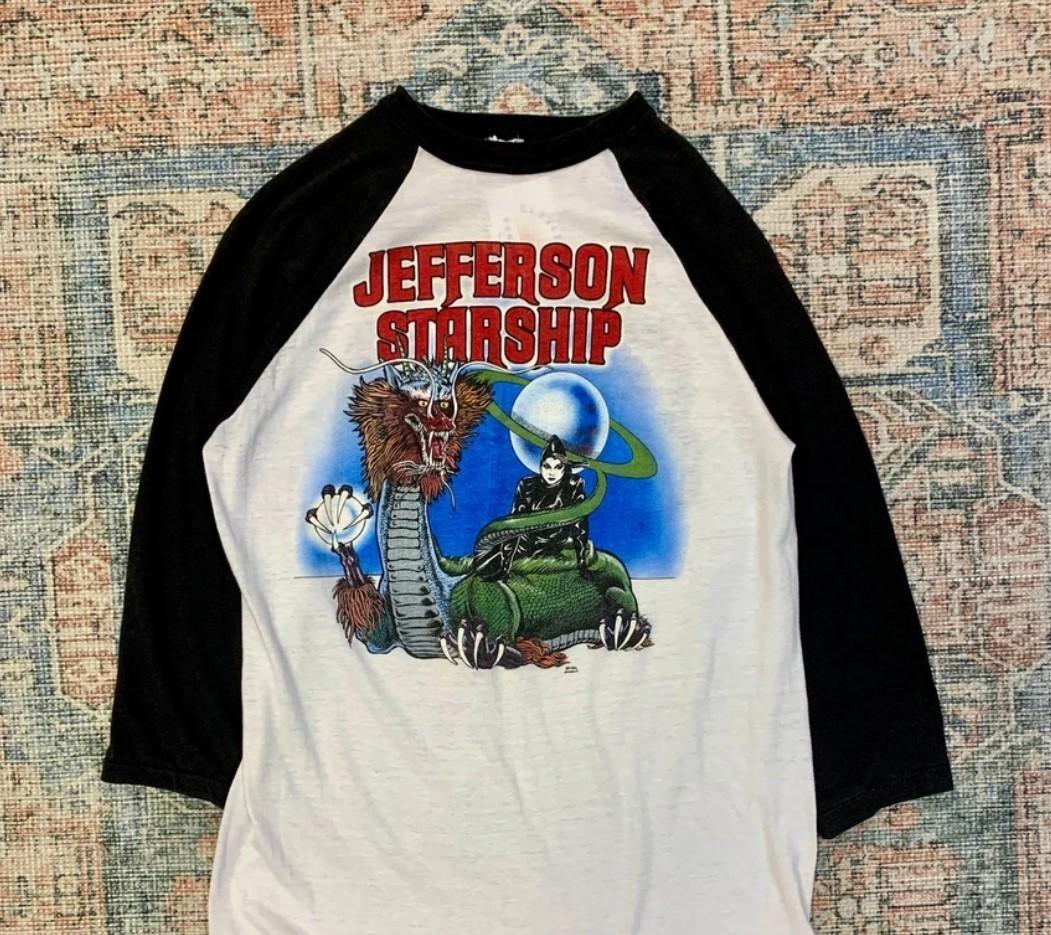 Vintage 1983 Jefferson Starship Concert Tour Raglan Tee Shirt REPRINT Size XS-2X XL
