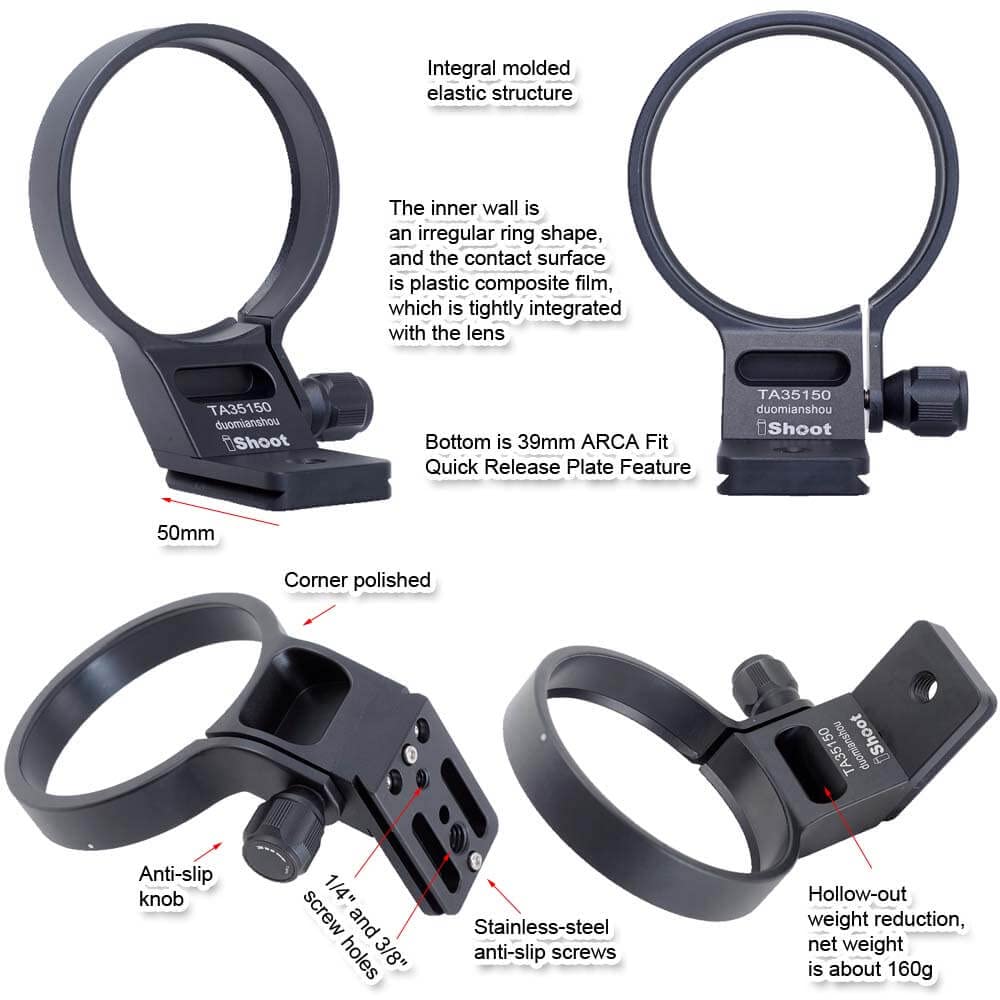 iShoot Lens Support Lens Bracket Tripod Camera Tripod Mount Compatible with Tamron Di III VXD A058 E Bottom Quick Release Plate with Compatible with