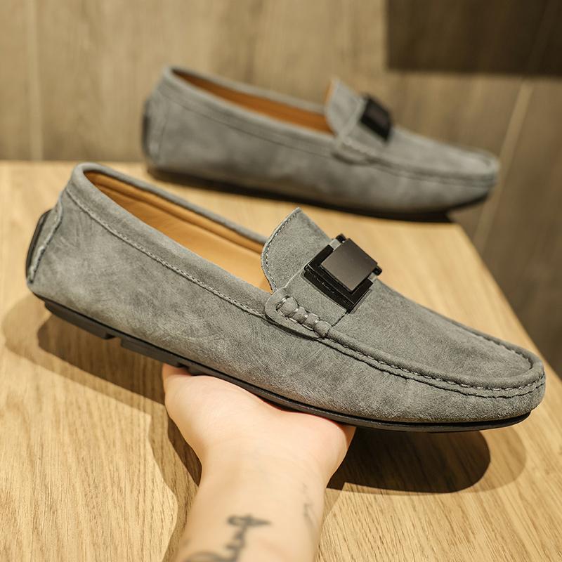 Leather Men Casual Shoes Slip On Loafers Handmade Flat Hot Sale Moccasins Lightweight Driving Footwear Versatile Boat Shoes
