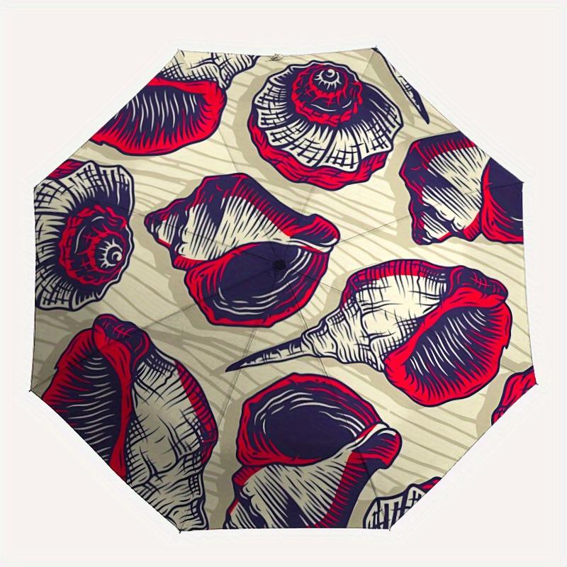 

1pc Seashell Pattern Automatic Open, Sturdy Iron Frame, Compact Folding Design, All-Season Portable Umbrella for Women & Men yy250801044