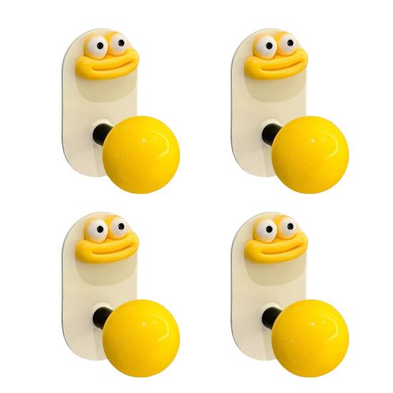 4Pcs Punch Free Wall Hooks Strong Load-bearing Creative Shape Self Adhesive Wall Mounted Clothes Key Towel Hangers