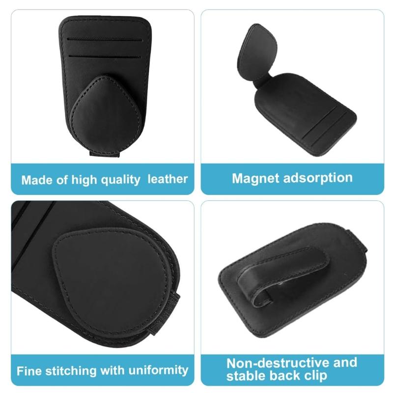 Universal Car Visors Clip Not Slip PU Leather Design Soft Padding Secure Storage Driver Accessory Upgrades For Eyewear