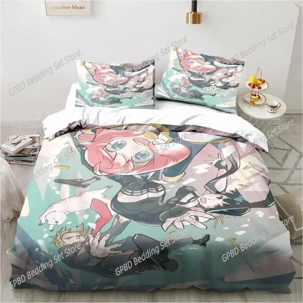 

3D Printing SPY FAMILY Anya Anime Beding Set 3D Printed Suitable for Bedrom Soft Duvet Cover Set With Pilowcases Children Kids Home Textile 135*200cm Eu-Single