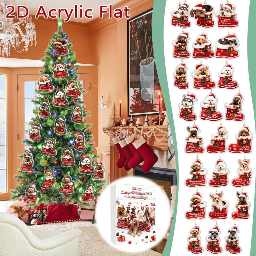 Christmas Dog Advent Calendar 24 Dog Themed Christmas Ornaments Holiday Countdown Calendar Dogs Wearing Red Shoes Perfect For Pet Lovers, Pet Owners