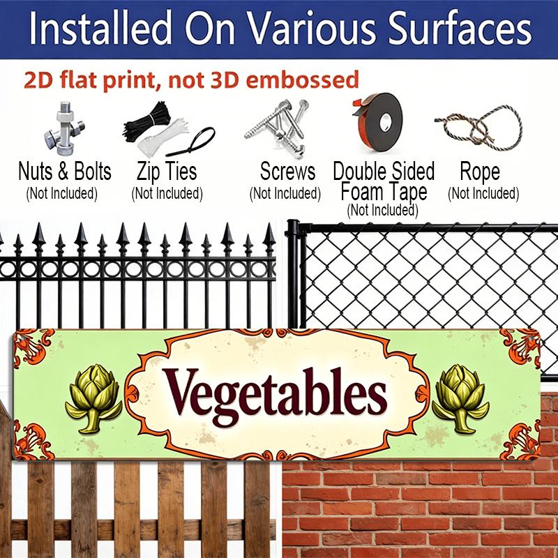 2D Flat- 1pc Vintage Vegetables Aluminium Decorative Sign |High-Quality Aluminum, Durable UV and Corrosion Resistant, Ideal for Cafes, Bars, Homes