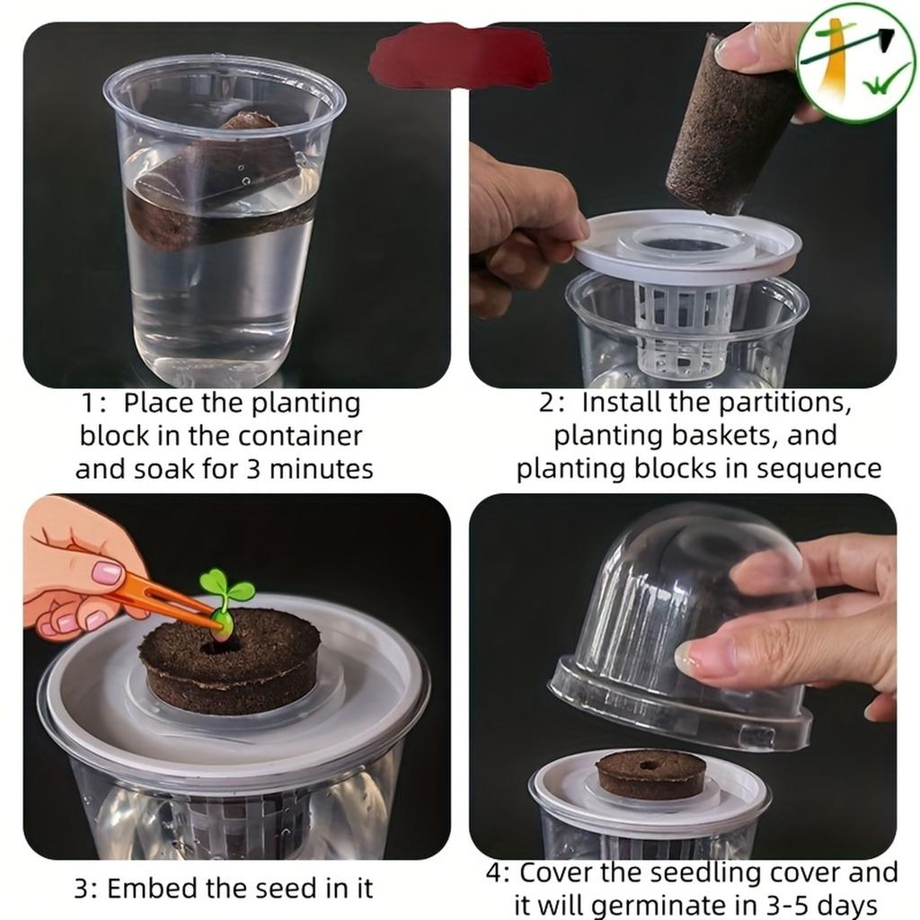 1pc, Includes 5 Components, Hydroponic Seed Pot, Plastic Transparent Cylindrical Hydroponic Growing Kit,