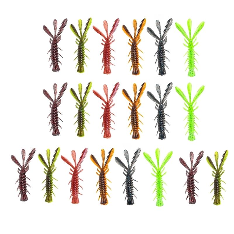 20Pcs Swimbait Lures Jig Soft Lures Shrimp Artificial Shrimp Baits Floating Shrimp Fishing Baits Wobblers for Trout