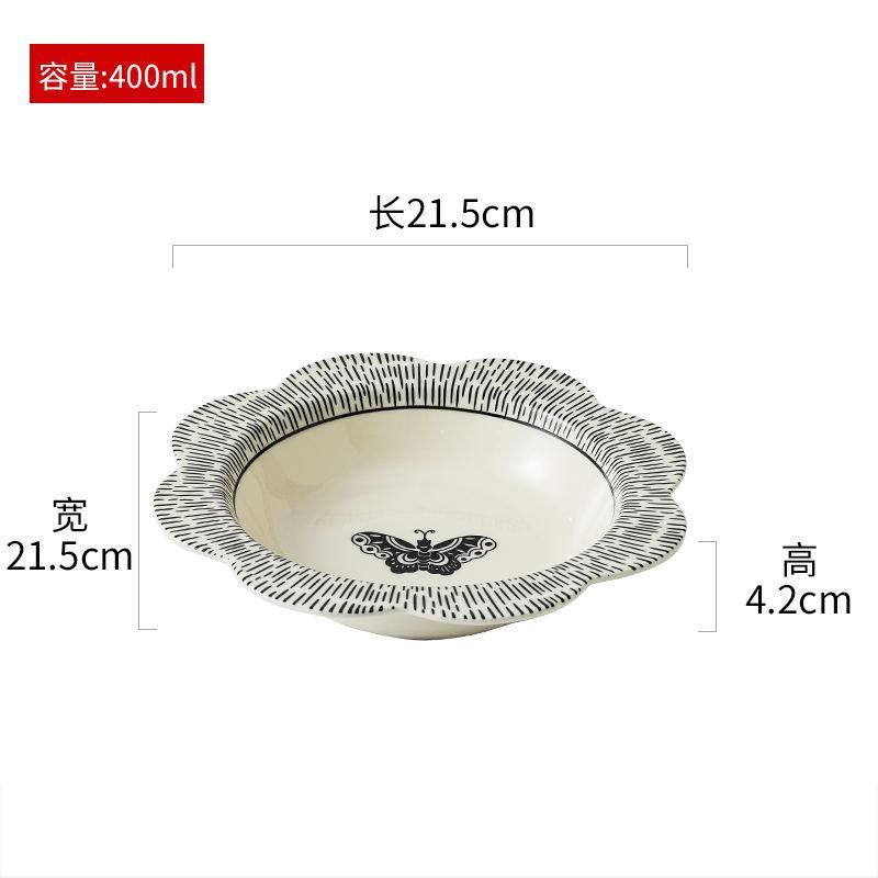 Flower Shaped Ceramic Plate Creative Deep Plate Thick Soup Plate Salad Plates Dessert Plates Restaurant Specialty Tableware