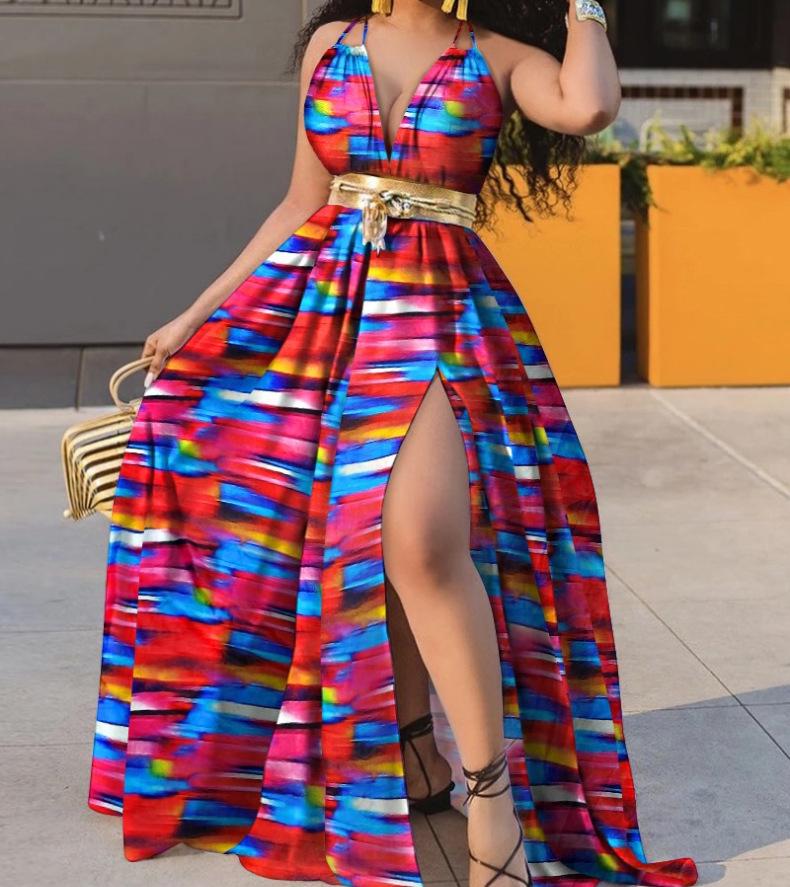 Evropská stanice Dlouhá sukně s rozparkem a páskem, zvedající pas