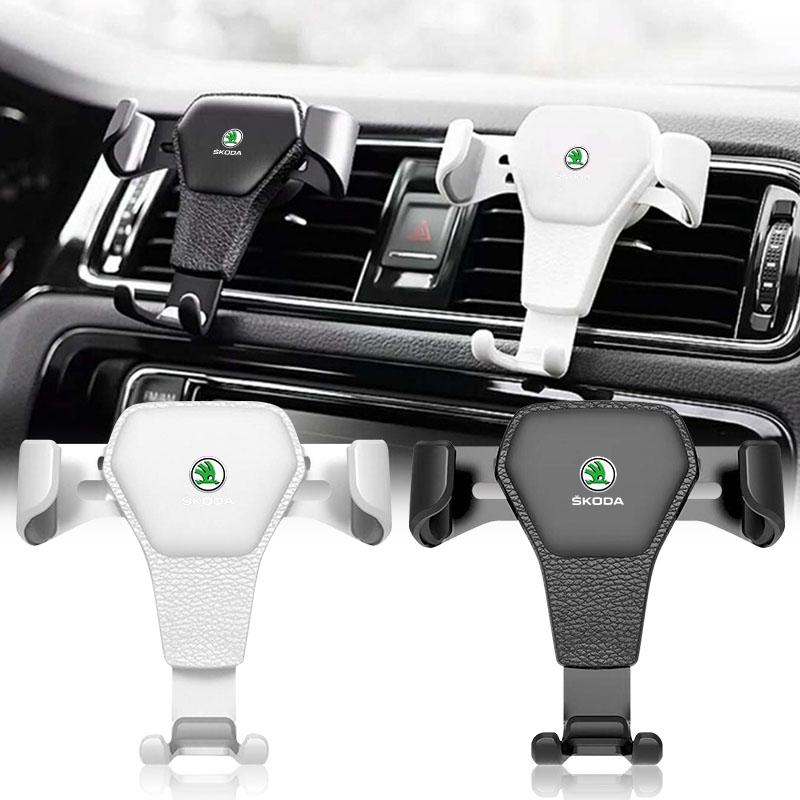 Zwaartekracht Auto Badge Telefoonhouder Beugel Luchtclip Montage Standaard Accessoires Voor Skoda Octavia MK2 MK3 2 3 A7 Fabia Karoq Kodiaq Superb Rapid Kamiq