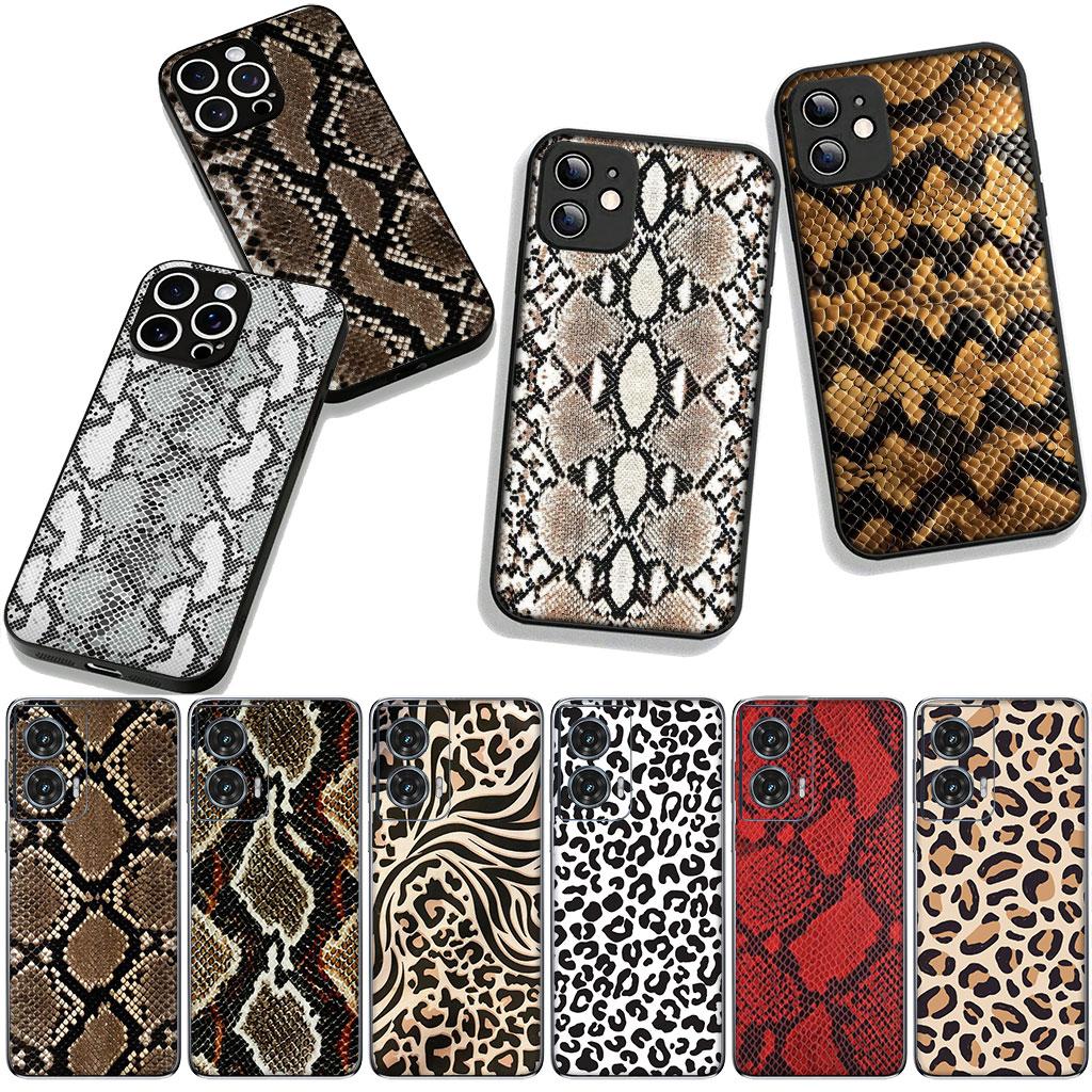 Leopard Snake Cow Print Phone Cover for Samsung Galaxy S25 S24 S22 S23 FE Ultra Plus A56 A05 A06 A15 A16 A55 S7 Edge Case