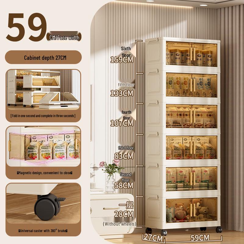 Multi-layer Folding Plastic Storage Cabinet: Shoe, Toy, and Medicine Organizer for Living Room