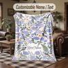 Uccelli Fiori Giardino 2 Tema Coperta Plaid Coperta Personalizzata con Nome Testo Coperta Morbida Accogliente per Casa Divano Letto