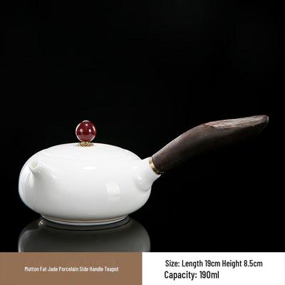 Mutton Fat Jade Porcelain Side Handle Teapot