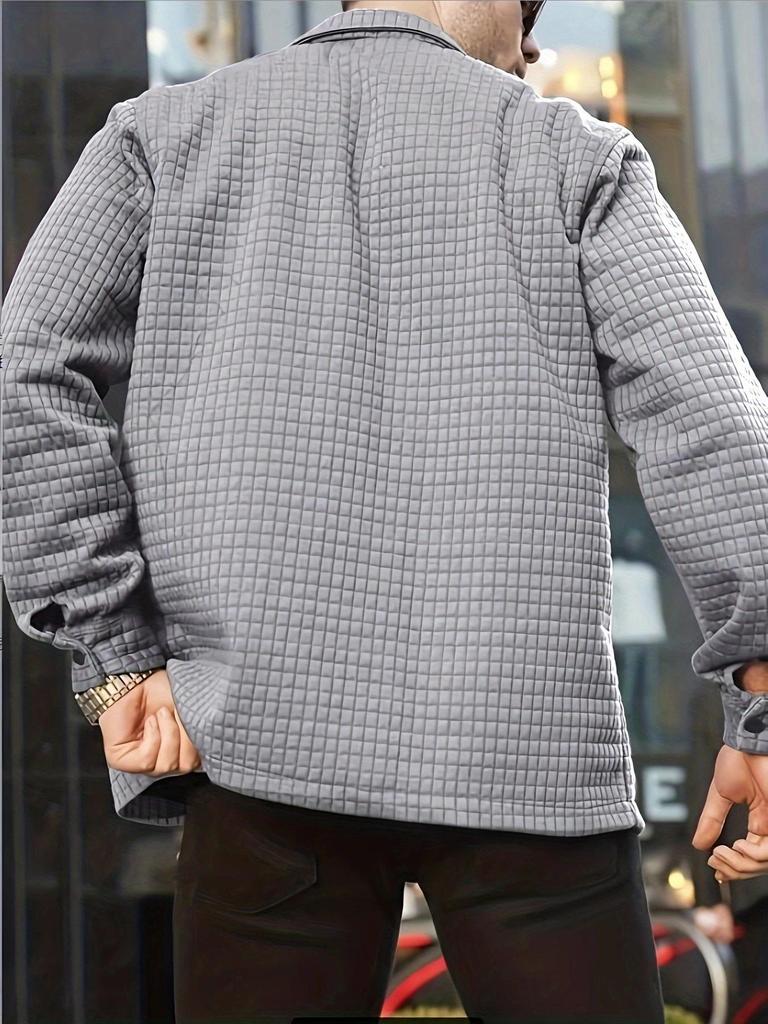 European & American Men's Plus Size Checkered Cardigan Shirt Jacket, 2025 Fashion, Long Sleeve