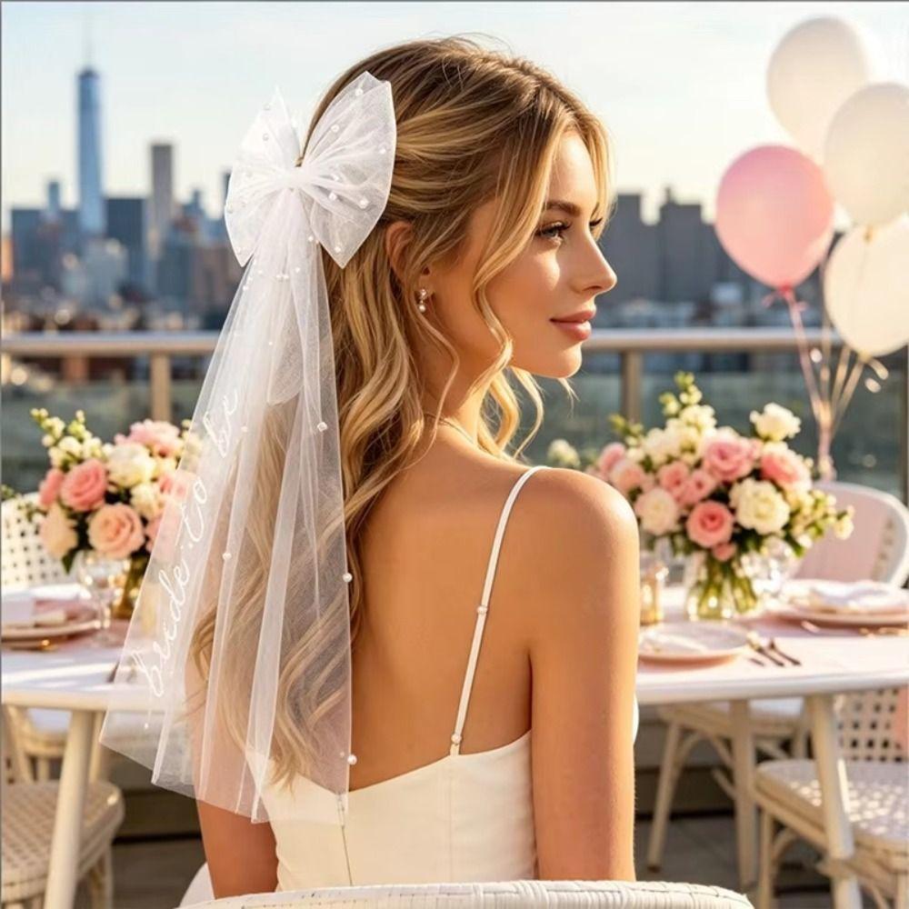 Elegant Bridal Veil Simple Wedding Headdress Clothes Match Bride Bow Hair Veil Bridal Events