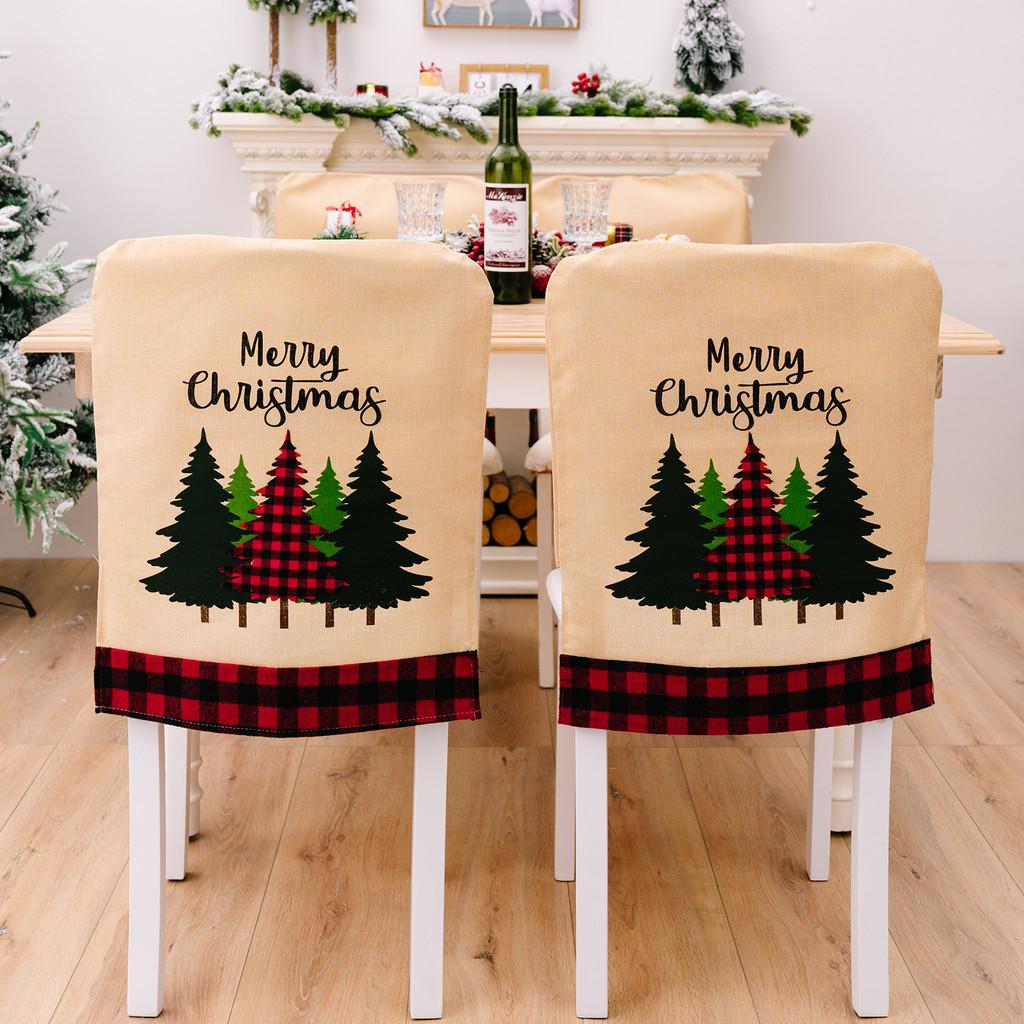 Merry Stylish Christmas Chair Cover With Rustic Burlap And Plaid Design Celebrations For