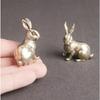 1PC Brass Rabbit A Pair of Desktop Ornaments Zodiac Rabbit Vintage Tea Favor Handle Pieces Old Copper Crafts