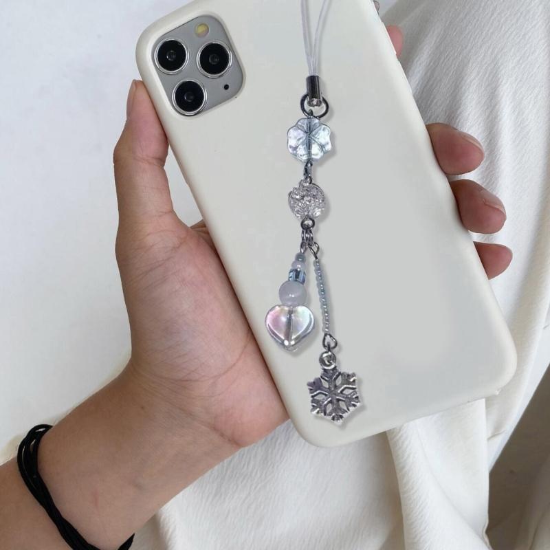 Handmade Beaded Pendant Phone Charm Unique and Stylish Keychain with Snowflake Wing Accessory for Women and Adults